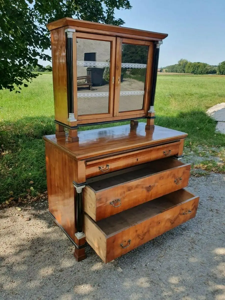 Buffet Antik Holz Kommode Schrank Biedermeier Vitrine Küchenschrank 8