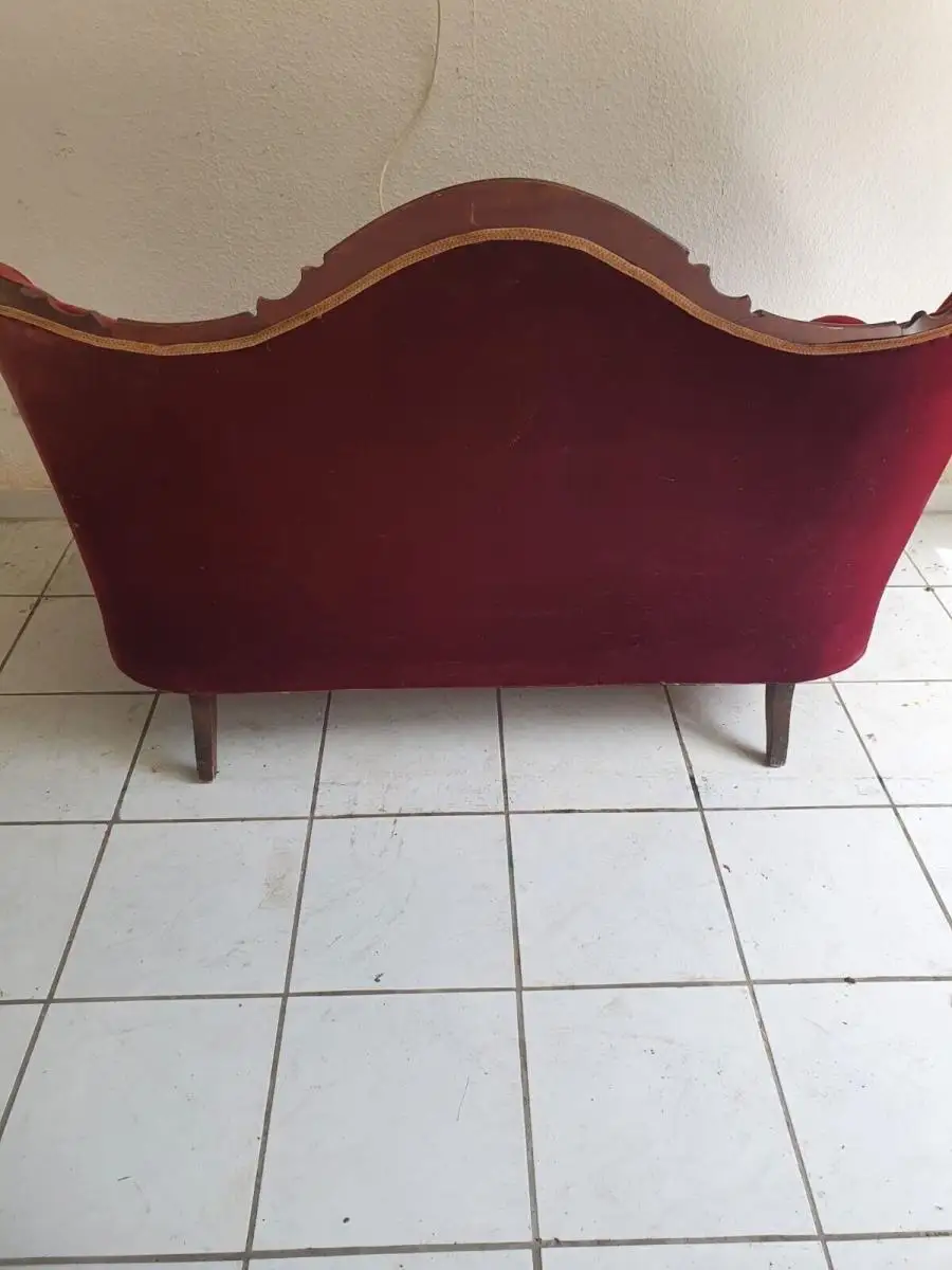 Rotes samt Sofa | Antik 3