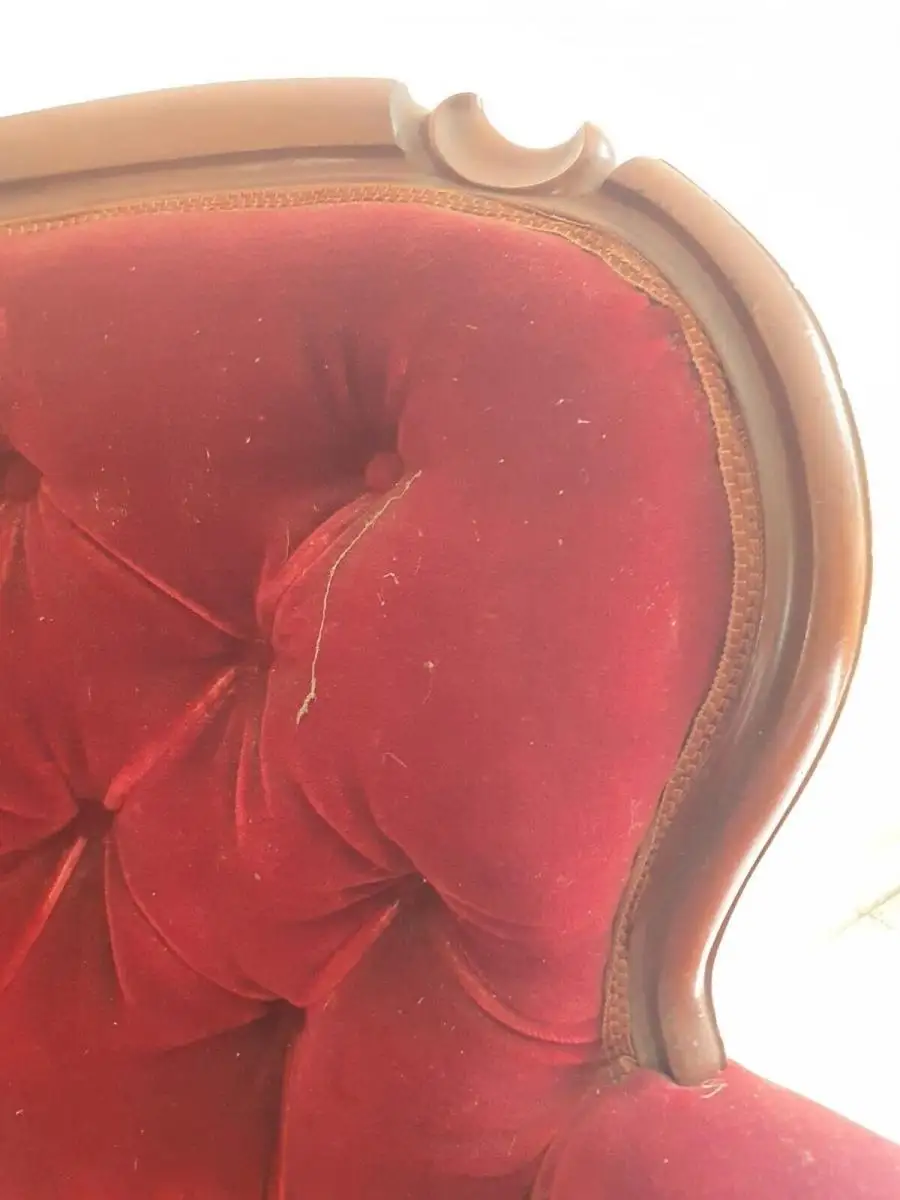 Rotes samt Sofa | Antik 5