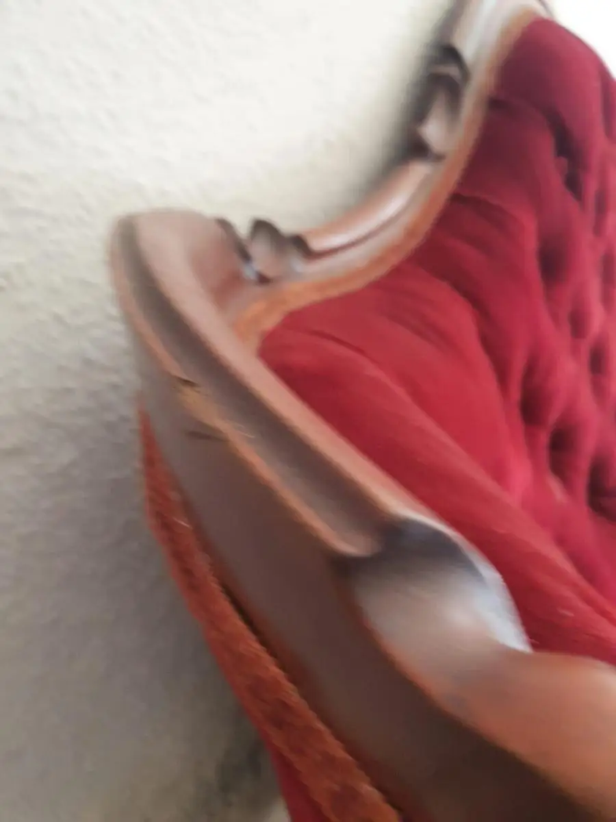 Rotes samt Sofa | Antik 7
