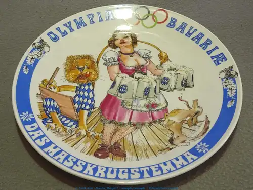 Großer Sammelteller Olympia Bavarie - Das Masskrugstemma - München 1972 - 27 cm OLY0072
