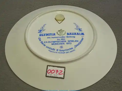 Großer Sammelteller Olympia Bavarie - Das Masskrugstemma - München 1972 - 27 cm OLY0072