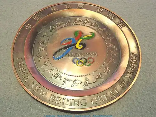 Kleiner Metall Sammelteller - Olympiade Peking 2008 - Beijing , 13,5 cm, Antik-ksm