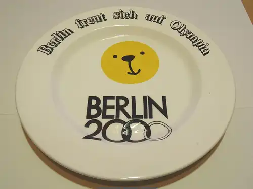 Grosser Sammelteller - Berlin freut sich auf Olympia 2000 - 26 cm , Antik-ksm
