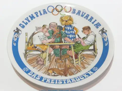 Porzellan Sammelteller - Olympia Bavaria , München1972 , Deutschland - 19,5 cm , Antik-ksm