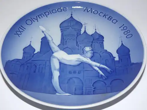 Porzellan Sammelteller - XXII Olympiade in Moskau 1980, Russland - 20,5 cm , Antik-ksm