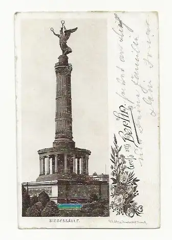 [Lithographie] AK Litho Gruss aus Berlin / Siegessäule. 