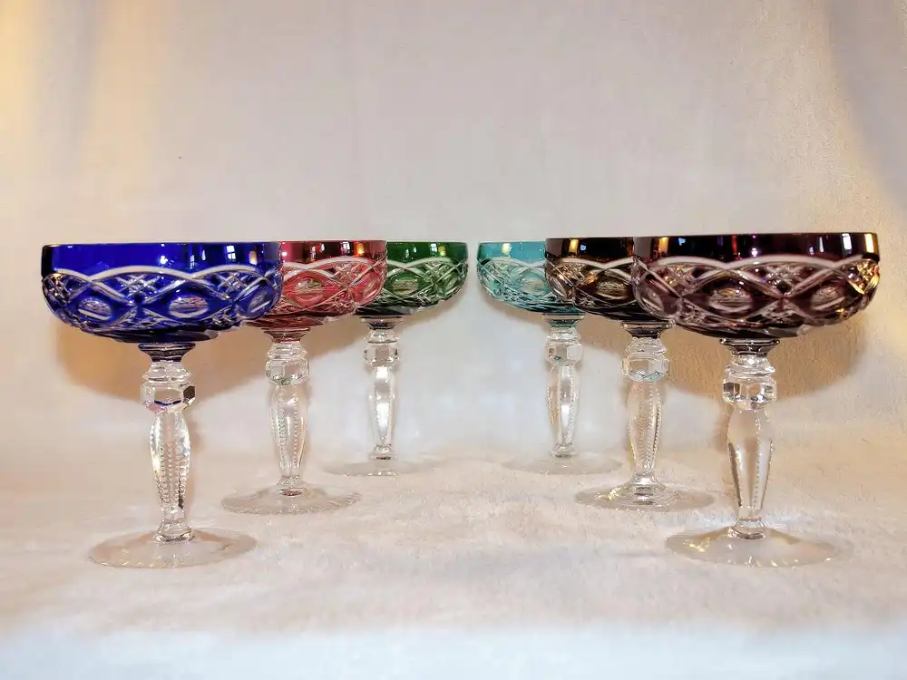 Bleikristall Set von Anna Hütte Überfang Römer handgeschliffen 4