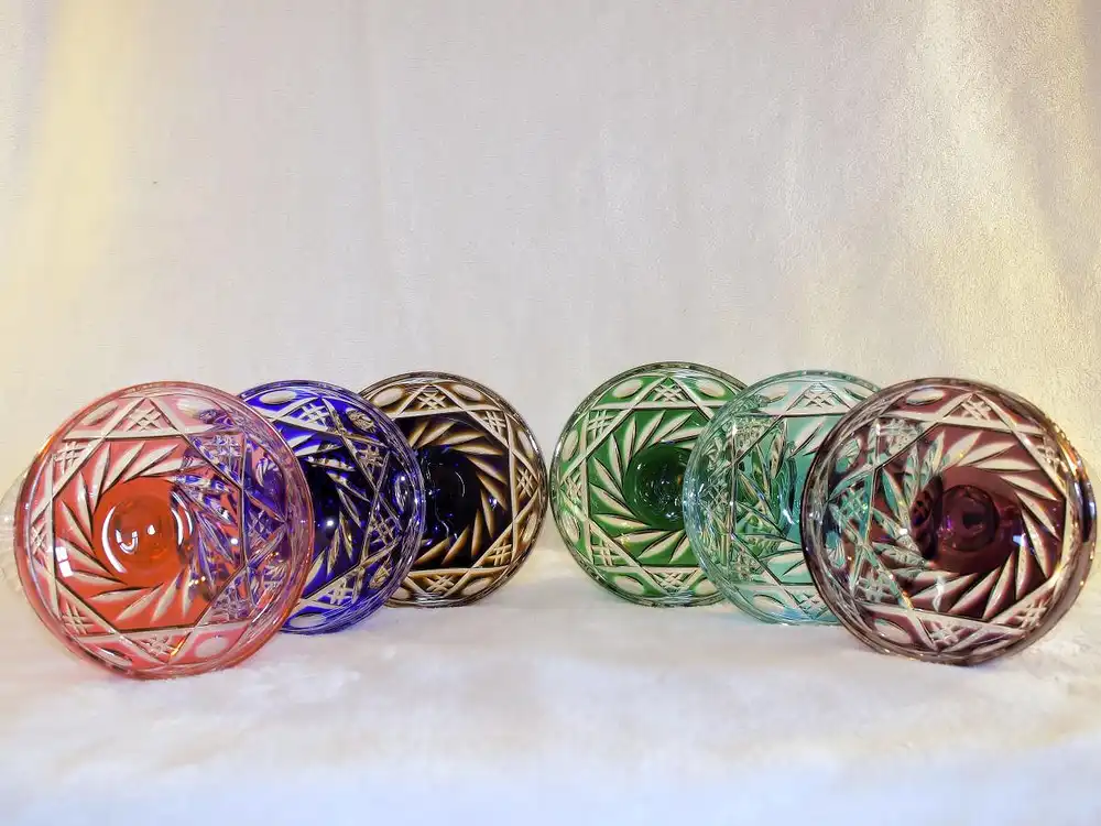 Bleikristall Set von Anna Hütte Überfang Römer handgeschliffen 5