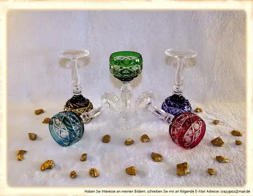 Bleikristall Set von Anna Hütte Überfang Römer handgeschliffen