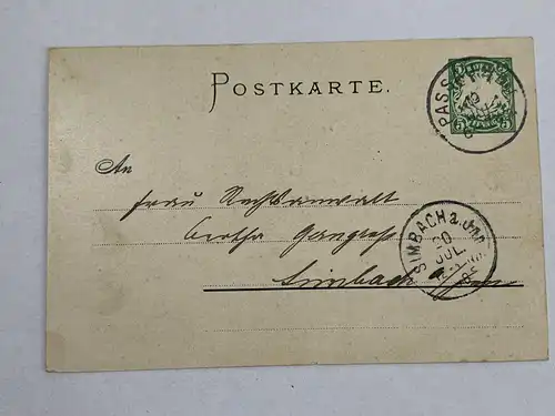 [Lithographie] - Officielle Sängerfestpostkarte -
8. Bayer. Sängerfest in Passau 16.-18. Juli 1898. 