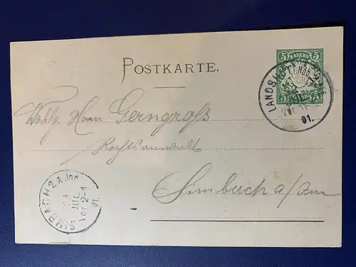 [Lithographie] XI. Bayerisches Bundesturnfest
Protector seine koenigl. Hoheit Prinz Ludwig von Bayern
in Landshut 20.-23. Juli 1901
Officielle Festpostkarte. 