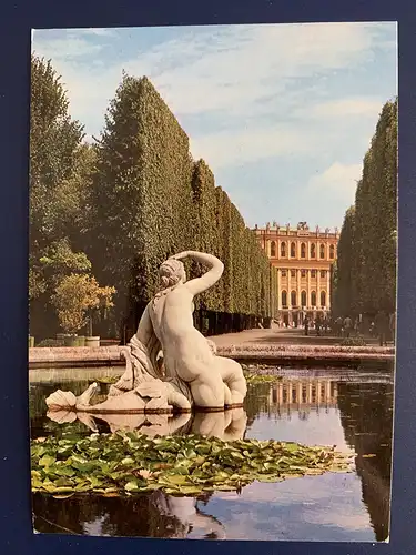 [Echtfotokarte farbig] Rückseite: Wien - Park von Schönbrunn, Nymphenbrunnen. 