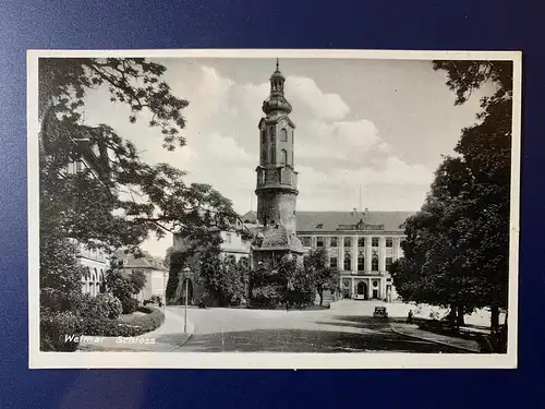 [Echtfotokarte schwarz/weiß] Weimar Schloß. 