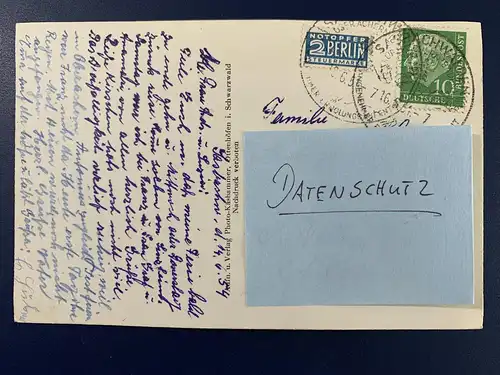 [Echtfotokarte schwarz/weiß] Sasbachwalden i. Schwarzw. - Ortspartie 1954  Format 14 x 9 cm. 