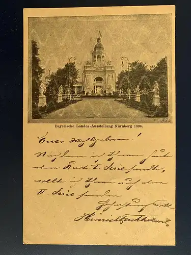 [Ansichtskarte] Bayerische Landes-Ausstellung Nürnberg 1896, Format 14 x 9 cm. 
