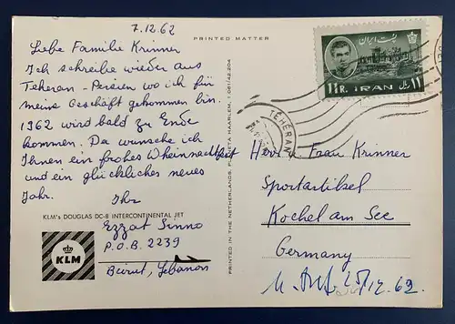 [Werbepostkarte] KLM Douglas DC-8 Intercontinental Jet. 