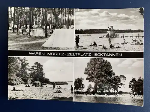 [Echtfotokarte schwarz/weiß] Waren Müritz - Zeltplatz Ecktannen. 