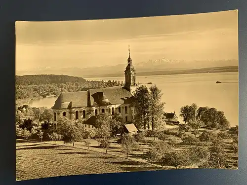 [Echtfotokarte schwarz/weiß] Birnau am Bodensee, Wallfahrtskirche und Cistercienserkloster. 