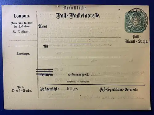 Altd. Württemberg Dienstmarken  Ungebraucht D-0076