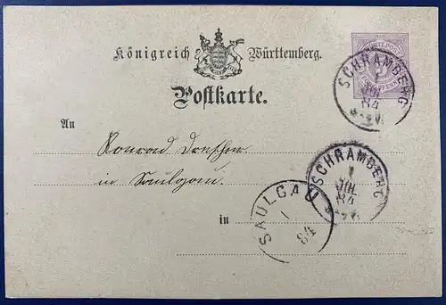 Altd. Württemberg 1884 Nr DP24 Rundstempel (Datum und/oder Ort klar)