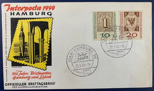 Bundesrep. Deutschland 1959 Nr 310 + 311 auf FDC Ersttagssonderstempel