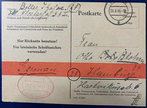 All. Bes. Bizone 1945 Nr P764 II b Rundstempel (Datum und/oder Ort klar)