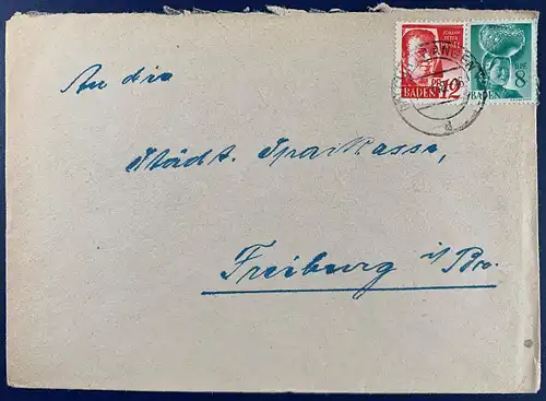All. Bes. Franz. Zone Baden 1948 Nr 18 + 16 Rundstempel (Datum und/oder Ort klar)
