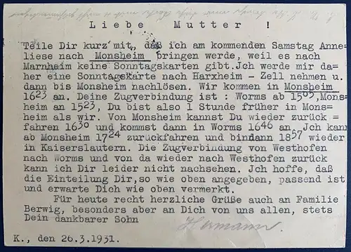 Deutsches Reich 1931 Nr P190 Rundstempel (Datum und/oder Ort klar)