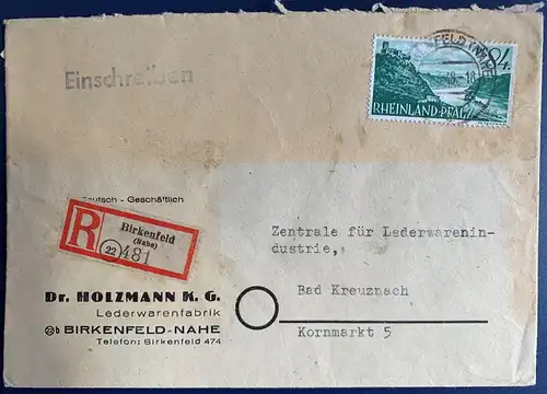 All. Bes. Franz. Zone Rheinland-Pfalz 1948 Nr 14 Rundstempel (Datum und/oder Ort klar)