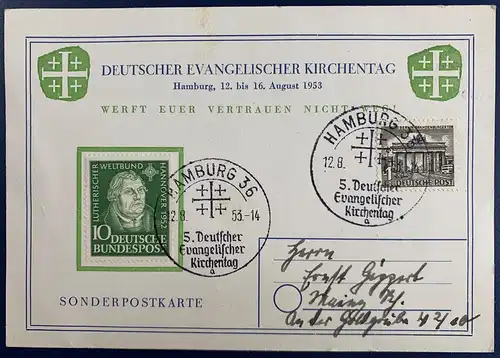 Bundesrep. Deutschland 1953 Nr 149 Sonderstempel