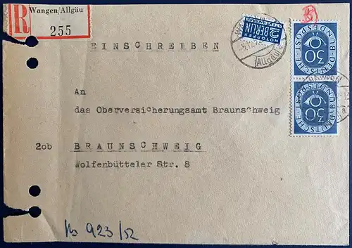Bundesrep. Deutschland 1952 Nr 132 vertikales Paar Rundstempel (Datum und/oder Ort klar)