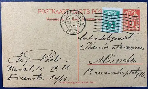 Estland 1928 Rundstempel (Datum und/oder Ort klar)