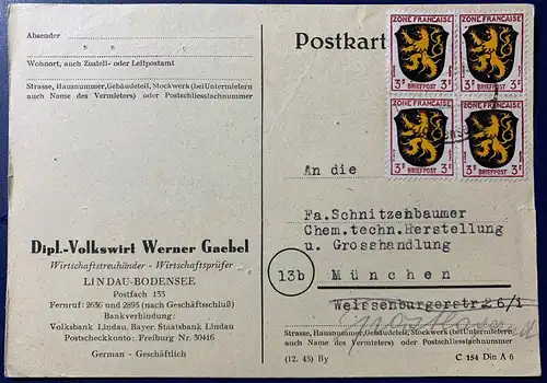 All. Bes. Franz. Zone Nur Hauptgebiet 1946 Eckstempel/Wellenstempel