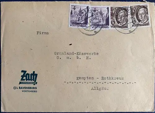 All. Bes. Franz. Zone Württemberg-H. 1949 Rundstempel (Datum und/oder Ort klar)