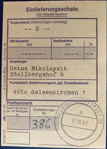 Bundesrep. Deutschland 1983 Rundstempel (Datum und/oder Ort klar)