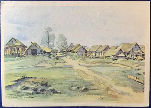 [Künstlerpostkarte reproduziert] Schilkowo Kriegsberichter: Hensel, frankiert mit Mi.Nr. 894, gelaufen mit Poststempel vom 25.09.1944 von Rauschen(Samland) nach Königsberg.
Karte ist auf der Rückseite leicht fleckig, ansonsten sehr gut erhalten. 