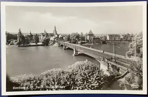 [Echtfotokarte schwarz/weiß] Konstanz, "Horst-Wessel-Brücke", ca. 1933/34, ungelaufen, Karte ist einwandfrei erhalten. 