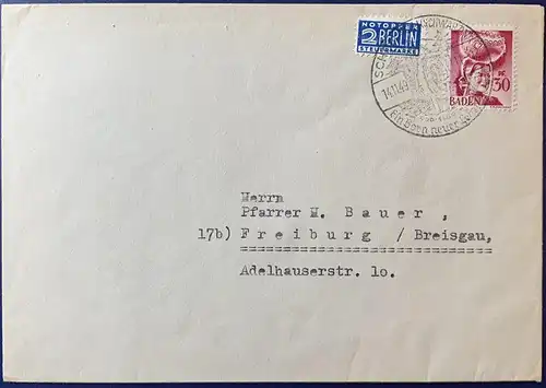 All. Bes. Franz. Zone Baden 1949 Sonderstempel