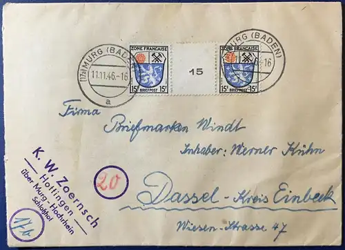 All. Bes. Franz. Zone 1946 Rundstempel (Datum und/oder Ort klar)