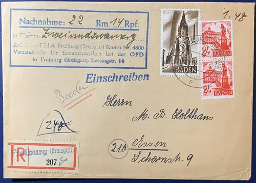 All. Bes. Franz. Zone Baden  Rundstempel (Datum und/oder Ort klar)