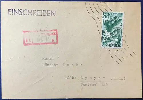 All. Bes. Franz. Zone Württemberg-H. 1948 Rundstempel (Datum und/oder Ort klar)