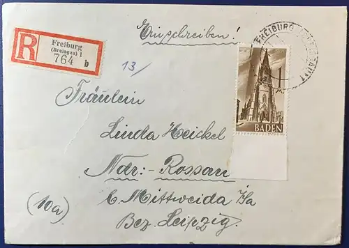 All. Bes. Franz. Zone Baden 1947 Rundstempel (Datum und/oder Ort klar)