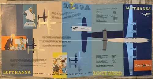 Faltprospekt Lufthansa Lockheed L-1649A
