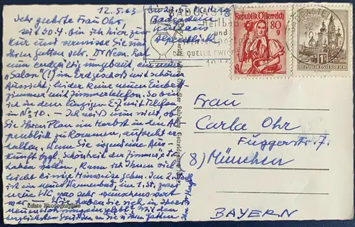 [Echtfotokarte schwarz/weiß] AK, Bad Gastein Gondelbahn zum Stubnerkogel, gelaufen mit Poststempel vom 12.05.1963 von Bad Gastein nach München, sehr gute Erhaltung. 