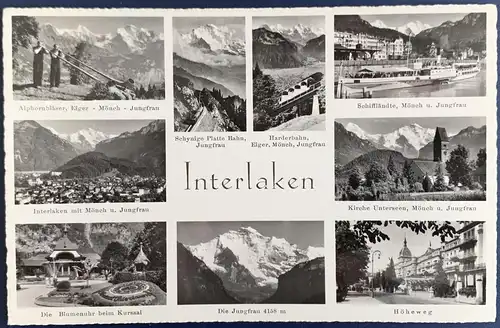 [Echtfotokarte schwarz/weiß] AK, Interlaken, gelaufen mit Poststempel vom 04.08.1962 von Grindelwald nach München, sehr gute Erhaltung. 