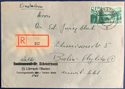 All. Bes. Franz. Zone Baden 1948 Rundstempel (Datum und/oder Ort klar)