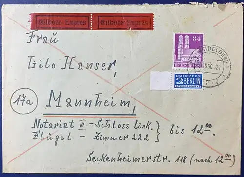 All. Bes. Bizone 1950 Rundstempel (Datum und/oder Ort klar)