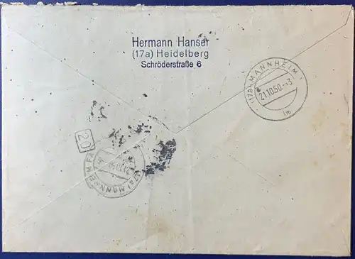 All. Bes. Bizone 1950 Rundstempel (Datum und/oder Ort klar)