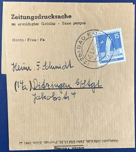 Bundesrep. Deutschland 1959 Rundstempel (Datum und/oder Ort klar)